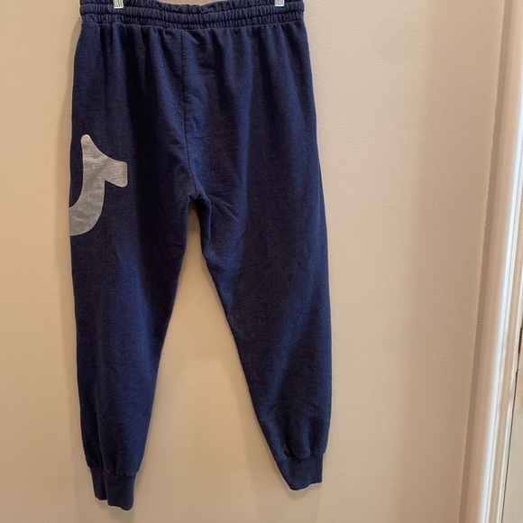 True Religion Relaxed Sweatpants Loungwear Pants Navy Silver Big Logo Size LARGE - Picture 6 of 7